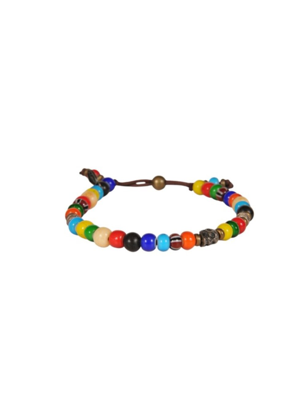 M Cohen By Maor Bead Bracelet 925 Silver Skull Multi Color Blue Yellow Rainbow - Picture 7 of 8